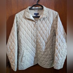 Lands' End Women's Beige Quilted Puffer Jacket